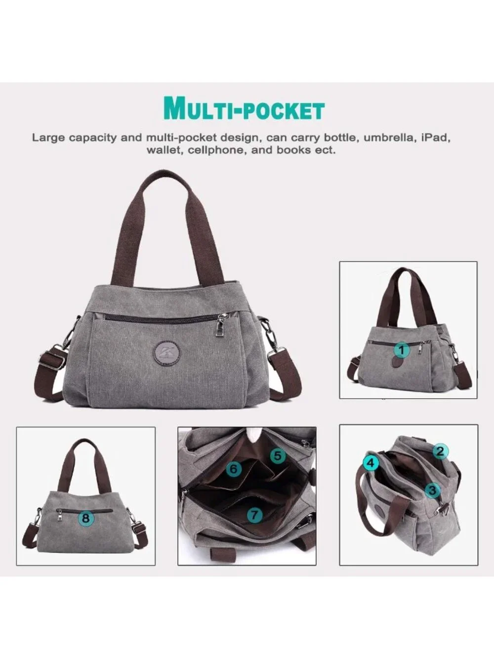 Stylish Canvas Crossbody Handbag for Women | Multi-Compartment Tote Satchel